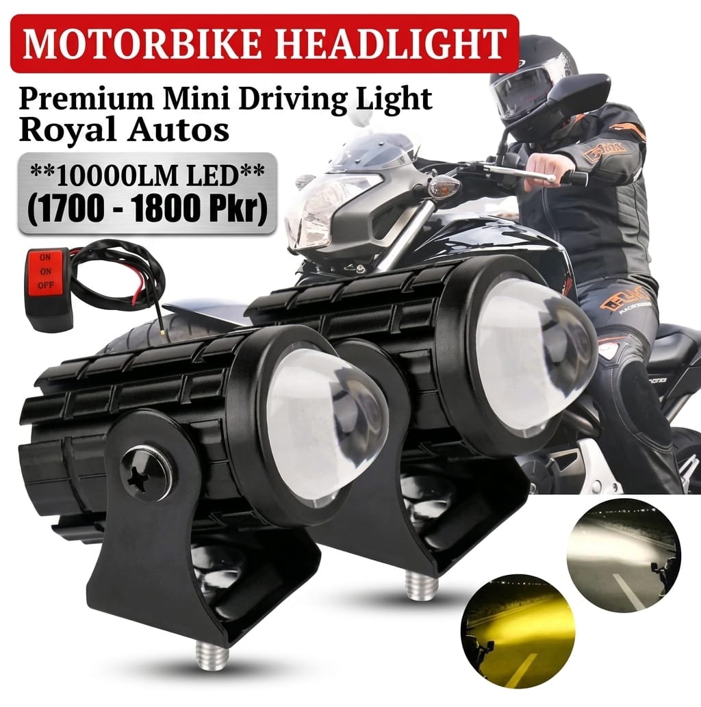 Projector Lens Light | Spot Light for All Cars and Bike ( 2 اسٹینڈ اینڈ ڈبل آن آف والا بٹن مفت تحفہ)