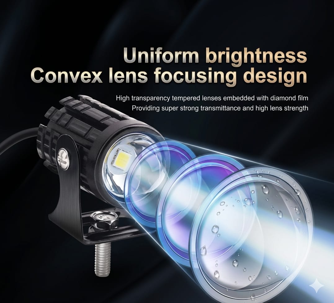 Projector Lens Light | Spot Light for All Cars and Bike ( 2 اسٹینڈ اینڈ ڈبل آن آف والا بٹن مفت تحفہ)