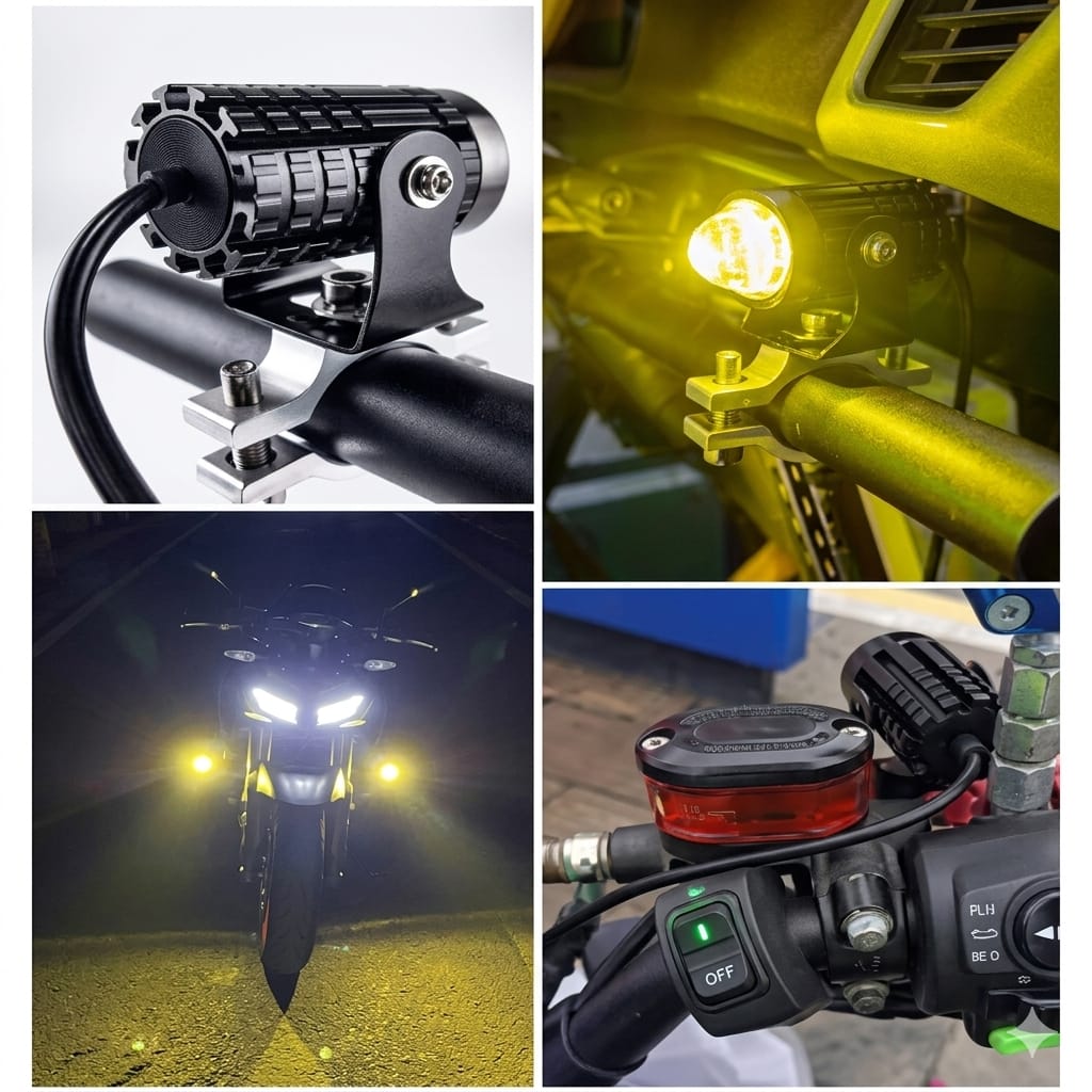 Projector Lens Light | Spot Light for All Cars and Bike ( 2 اسٹینڈ اینڈ ڈبل آن آف والا بٹن مفت تحفہ)
