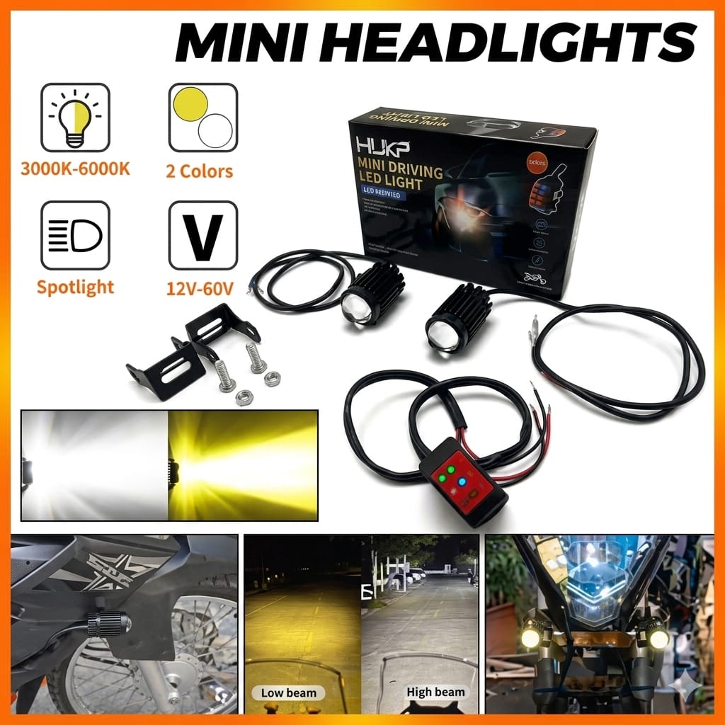 Projector Lens Light | Spot Light for All Cars and Bike ( 2 اسٹینڈ اینڈ ڈبل آن آف والا بٹن مفت تحفہ)
